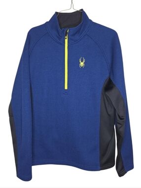 Spyder Men's Fleece Backed Sweater Knit Quarter Zip Contrast Side Panels Size M